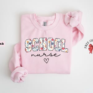 School Nurse Sweatshirt, Nurse Student Crewneck, Floral Medical Crew Shirt, Future Nurse Sweater, Gifts For Nurse, Aesthetic Nurse Clothing