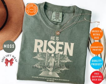 Easter T-Shirt, He Is Risen, Comfort Colors Matthew Bible Verse Tee, Jesus Graphic Shirt