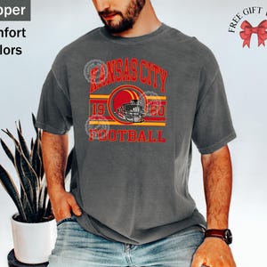 Comfort Colors Kansas City Football T-Shirt, Trendy Kansas Football Fan Shirt, Gift For Her, Popular Kansas City Tee, Kansas Game Day Shirt