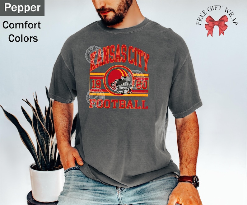 Comfort Colors Kansas City Football T-Shirt, Trendy Kansas Football Fan Shirt, Gift For Her, Popular Kansas City Tee, Kansas Game Day Shirt