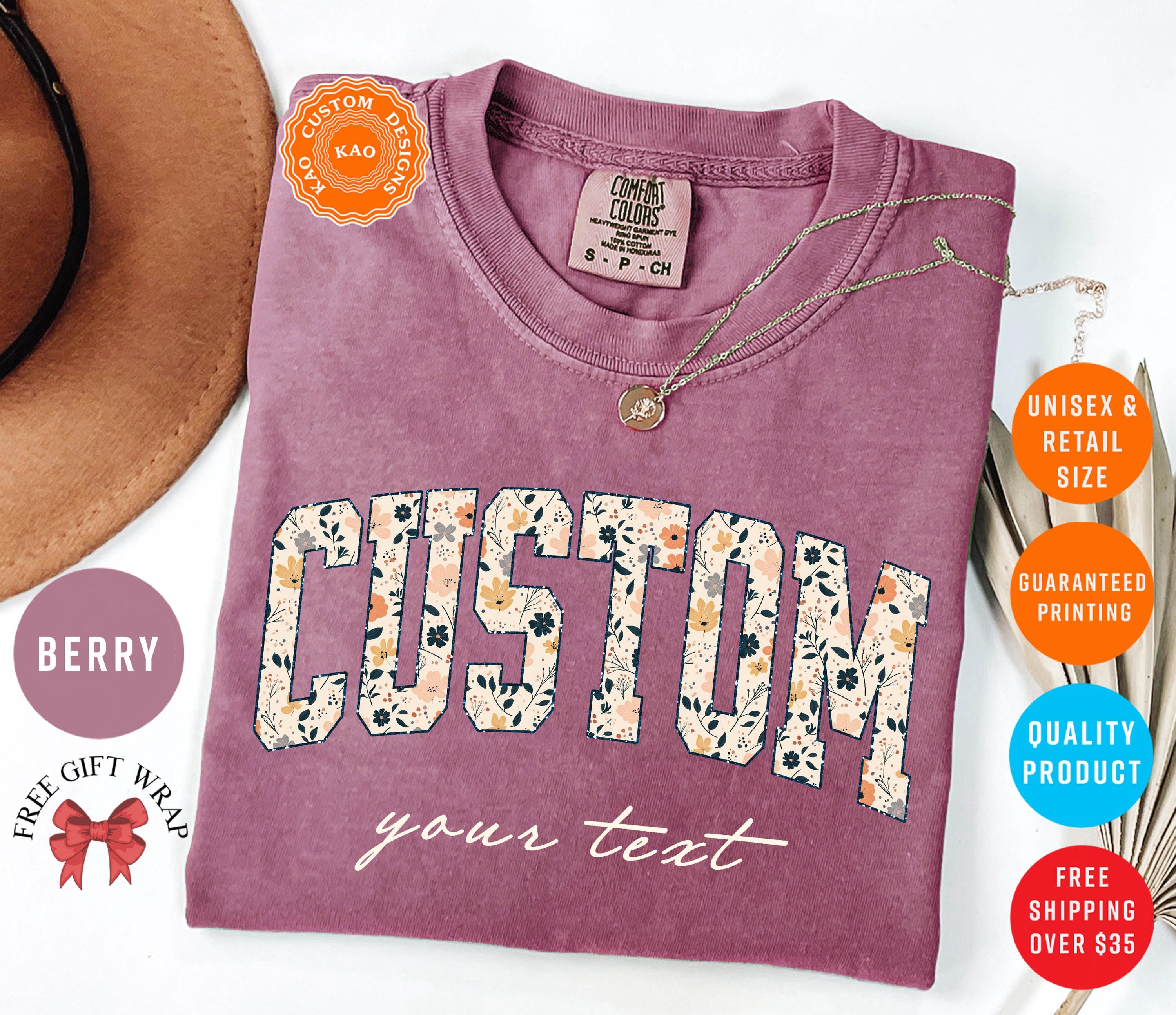 Your Custom Text T-shirt, Personalized Name Shirts, Comfort Colors ...