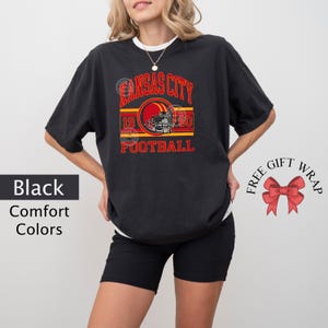 Comfort Colors Kansas City Football T-Shirt, Trendy Kansas Football Fan Shirt, Gift For Her, Popular Kansas City Tee, Kansas Game Day Shirt