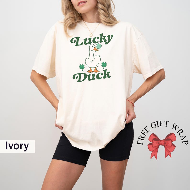 Comfort Colors Funny Luck Duck T-Shirt, Funny St Patrick's Tee, St Patty's Shirt, Irish Party T-Shirt, Woman Irish Clothing, Lucky Outfit