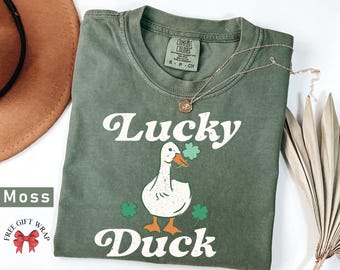 Comfort Colors Lucky Duck T-Shirt, St Patrick's Day Tee, Lucky Charm Shirts, Irish Clothes