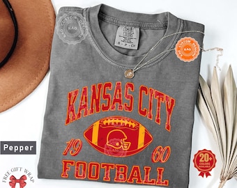 Comfort Colors Kansas City Football T-Shirt: Unisex Game Day Tee, Chief Sports Gear