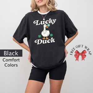 Comfort Colors Funny Luck Duck T-Shirt, Funny St Patrick's Tee, St Patty's Shirt, Irish Party T-Shirt, Woman Irish Clothing, Lucky Outfit