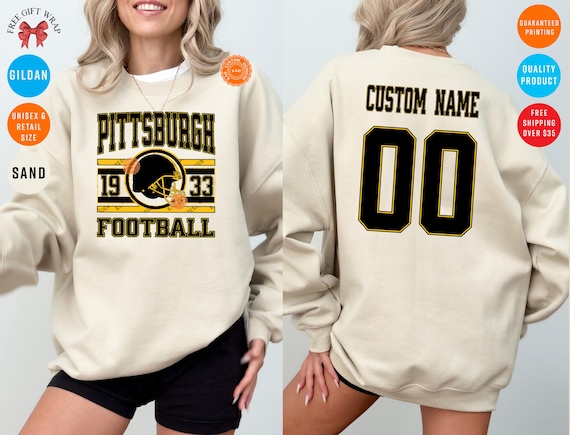 Custom Pittsburgh Football Sweatshirt: Personalized Name & Number On The Back, Steel Jersey Sweater