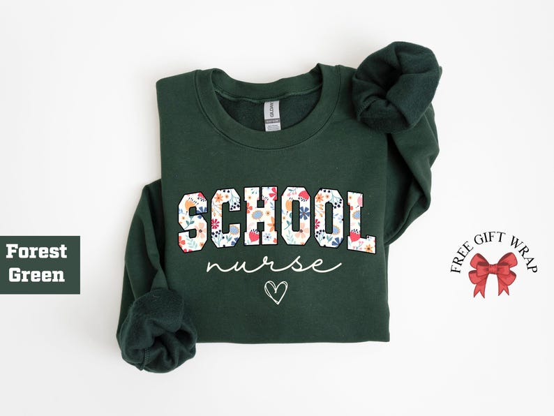 School Nurse Sweatshirt, Nurse Student Crewneck, Floral Medical Crew Shirt, Future Nurse Sweater, Gifts For Nurse, Aesthetic Nurse Clothing