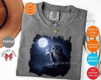 Comfort Colors Cat Smoking T-Shirt, Cat Meme Shirts, Funny Gen Z Tee, Streetwear Tops