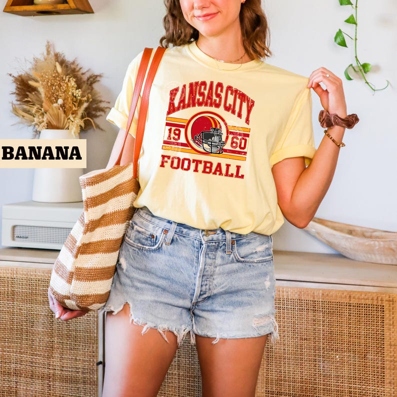 Comfort Colors Kansas City Football T-Shirt, Trendy Kansas Football Fan Shirt, Gift For Her, Popular Kansas City Tee, Kansas Game Day Shirt