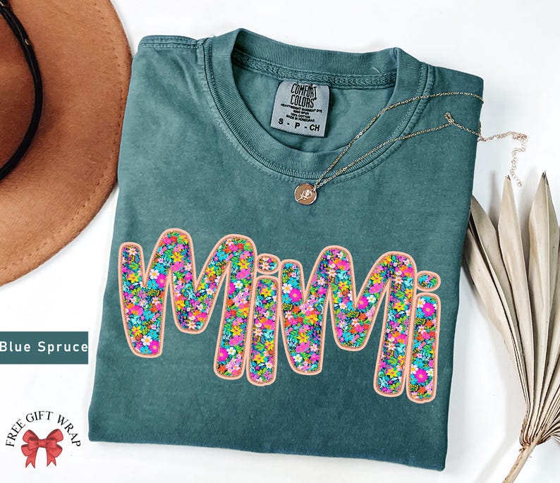 Comfort Colors Floral Mimi T-Shirt, Trending Mimi Shirt, Aesthetic Mimi Tee, Cute Mother Day Gift For Grandma, Spring Flower Mimi Clothing
