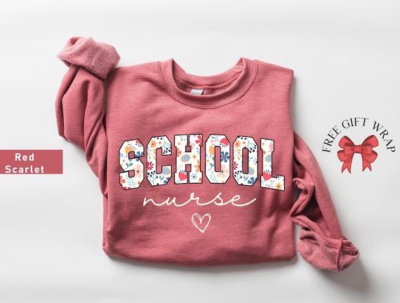 Floral School Nurse Crewneck Sweatshirt, Aesthetic Nurse Clothing