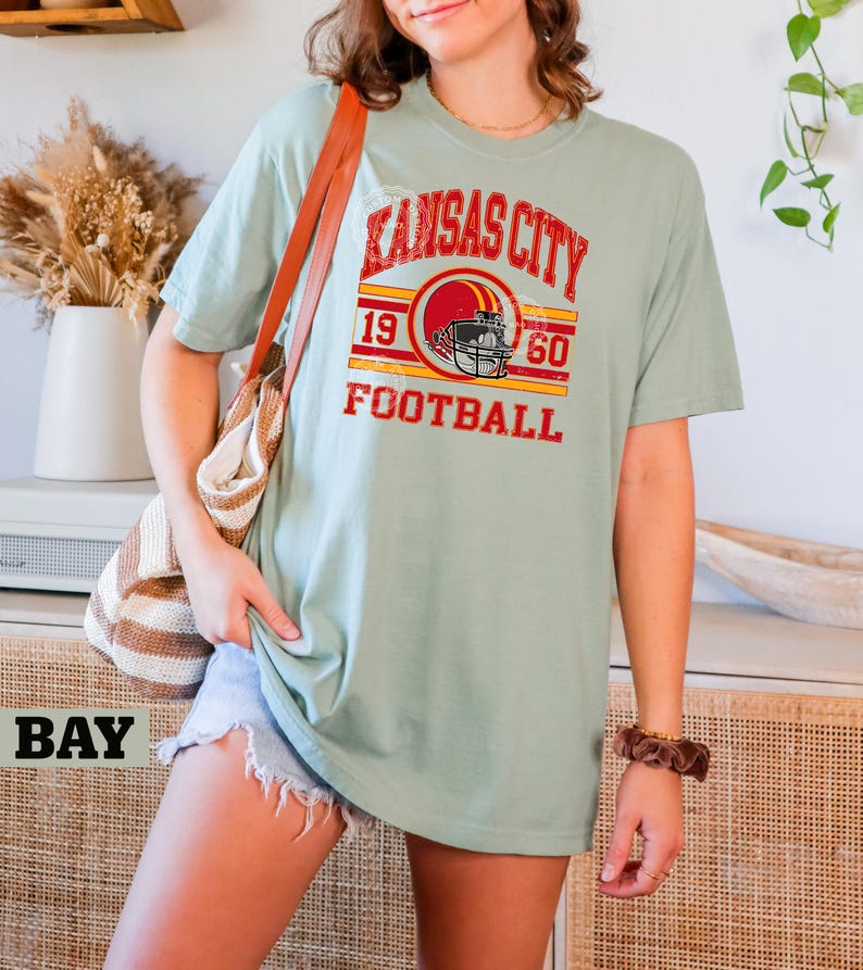 Comfort Colors Kansas City Football T-Shirt, Trendy Kansas Football Fan Shirt, Gift For Her, Popular Kansas City Tee, Kansas Game Day Shirt