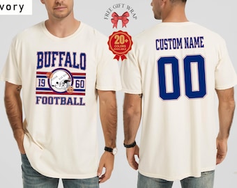 Custom Buffalo Football T-Shirt: Personalized Name & Number On The Back, Comfort Colors Sports Jersey