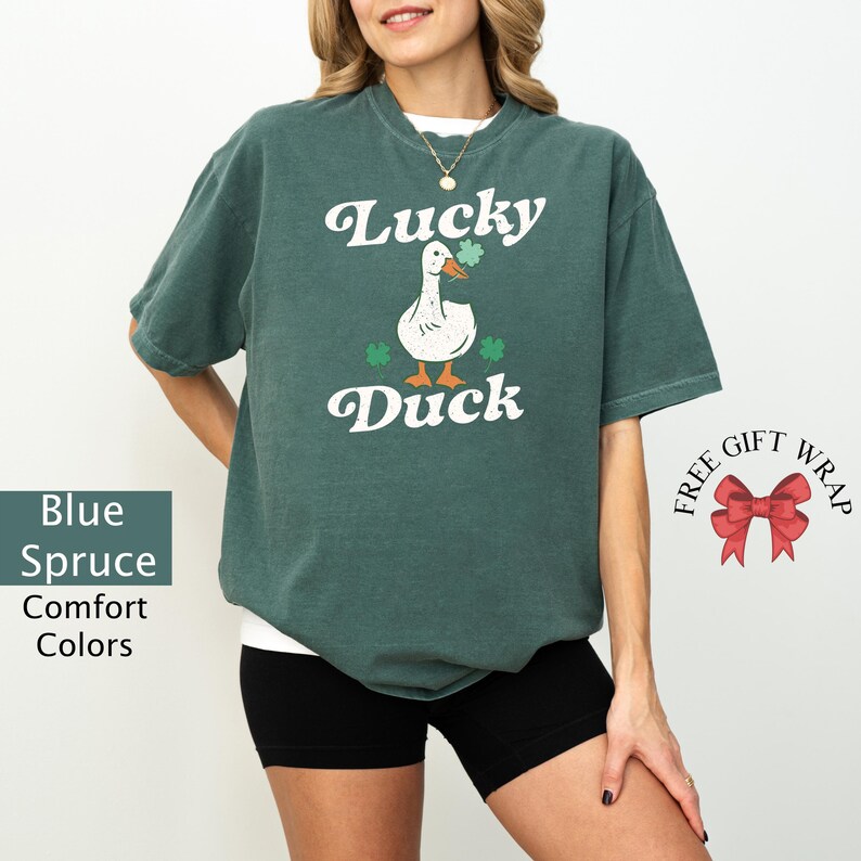 Comfort Colors Funny Luck Duck T-Shirt, Funny St Patrick's Tee, St Patty's Shirt, Irish Party T-Shirt, Woman Irish Clothing, Lucky Outfit