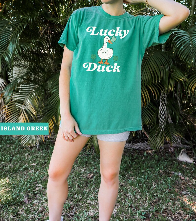 Comfort Colors Funny Luck Duck T-Shirt, Funny St Patrick's Tee, St Patty's Shirt, Irish Party T-Shirt, Woman Irish Clothing, Lucky Outfit