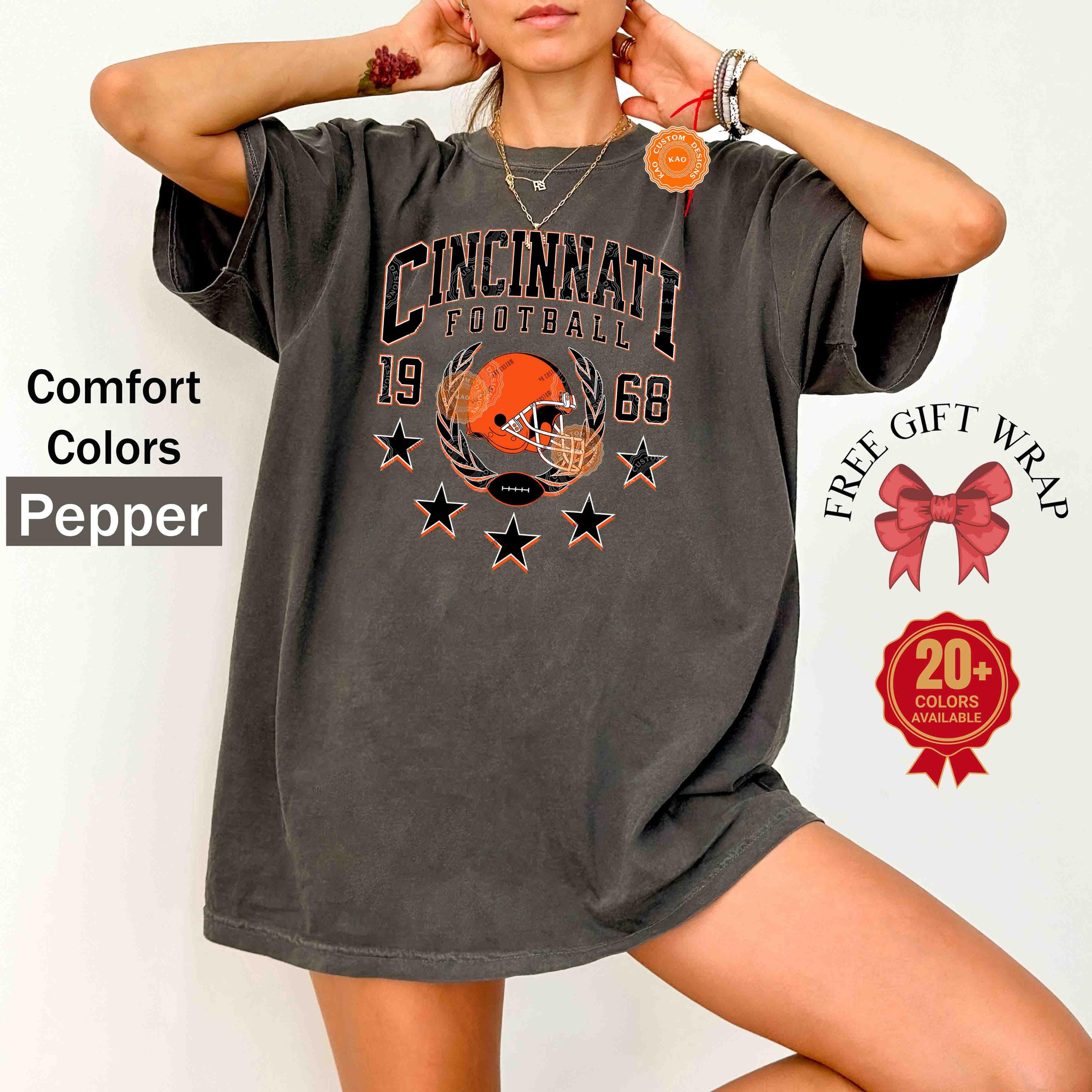 Cincinnati Football T-Shirt, Comfort Colors Game Day Shirts, Woman Sports Gear, Kids Bengal Fan Tee, Gifts For Her, Vintage Bengal Apparel