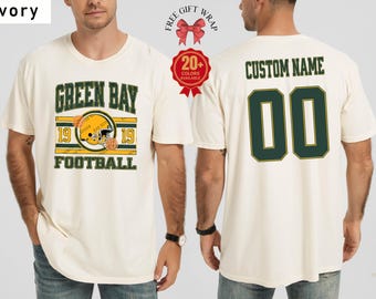 Custom Green Bay Football T-Shirt: Personalized Name & Number On The Back, Comfort Colors Packer Jersey