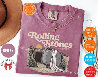 Rolling Stones T-Shirt, Comfort Colors Easter Shirts, Jesus Apparel, Christian Shirt For Woman