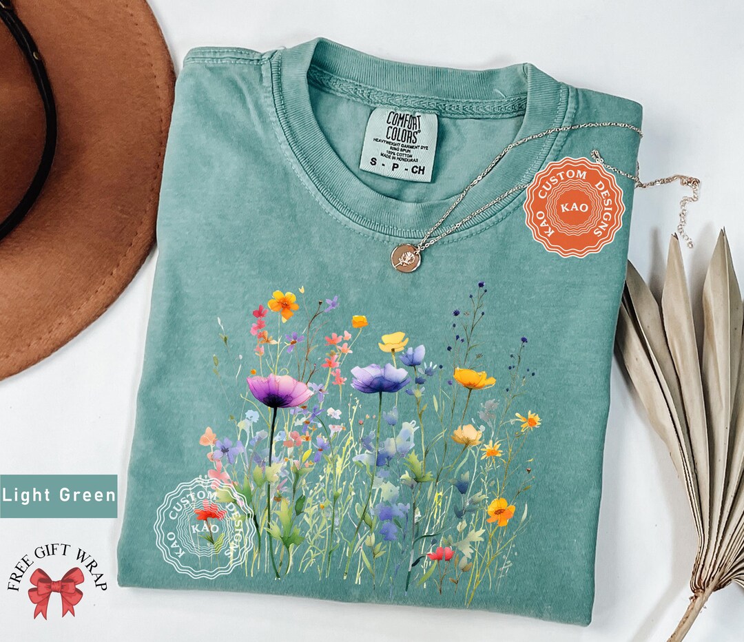 Comfort Colors Wildflower T-shirt, Botanical Spring Clothing - Etsy