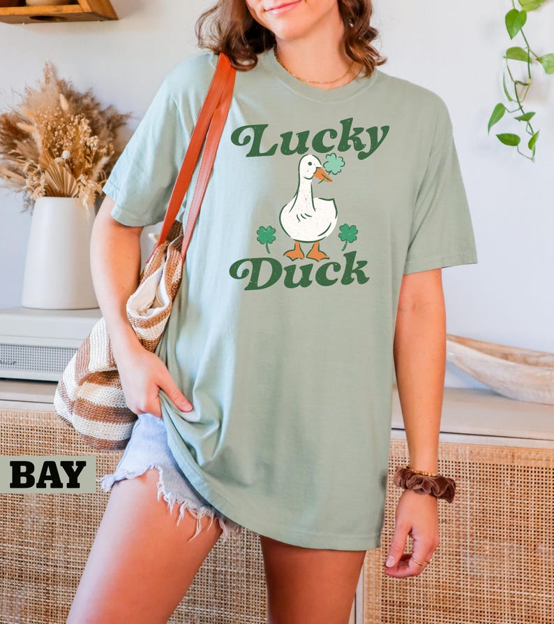 Comfort Colors Funny Luck Duck T-Shirt, Funny St Patrick's Tee, St Patty's Shirt, Irish Party T-Shirt, Woman Irish Clothing, Lucky Outfit