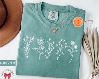 Comfort Colors Wildflower Shirt: Woman's Botanical Plant Mom Tee