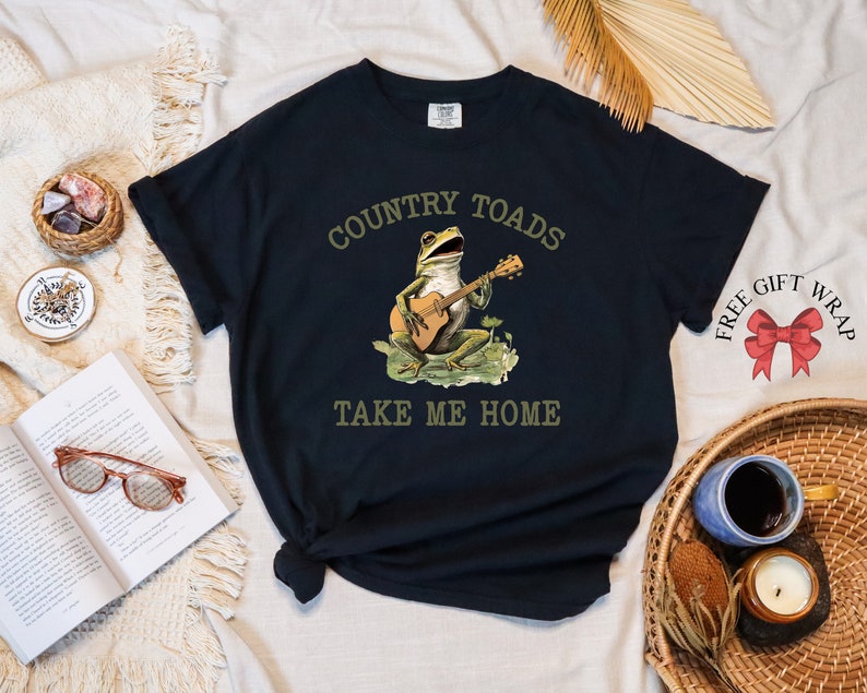 Vintage Frog T-Shirt, Unisex Funny Shirts, Take Me Home T-Shirt, Comfort Colors, 90s Nostalgia Tee, Cottagecore Frog Shirts,  Gifts For