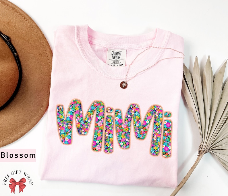 Comfort Colors Floral Mimi T-Shirt, Trending Mimi Shirt, Aesthetic Mimi Tee, Cute Mother Day Gift For Grandma, Spring Flower Mimi Clothing