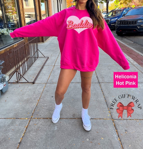 Y2K Hot Pink 'baddie' Sweatshirt, Preppy Teen Girl Style - Etsy Canada