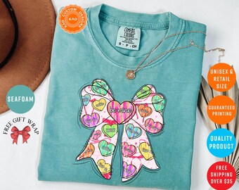 Brushstroke Be Mine Coquette T-Shirt, Valentines Bow Shirt, Woman Love Tee, Kids Heart Tops