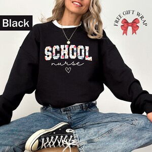 School Nurse Sweatshirt, Nurse Student Crewneck, Floral Medical Crew Shirt, Future Nurse Sweater, Gifts For Nurse, Aesthetic Nurse Clothing