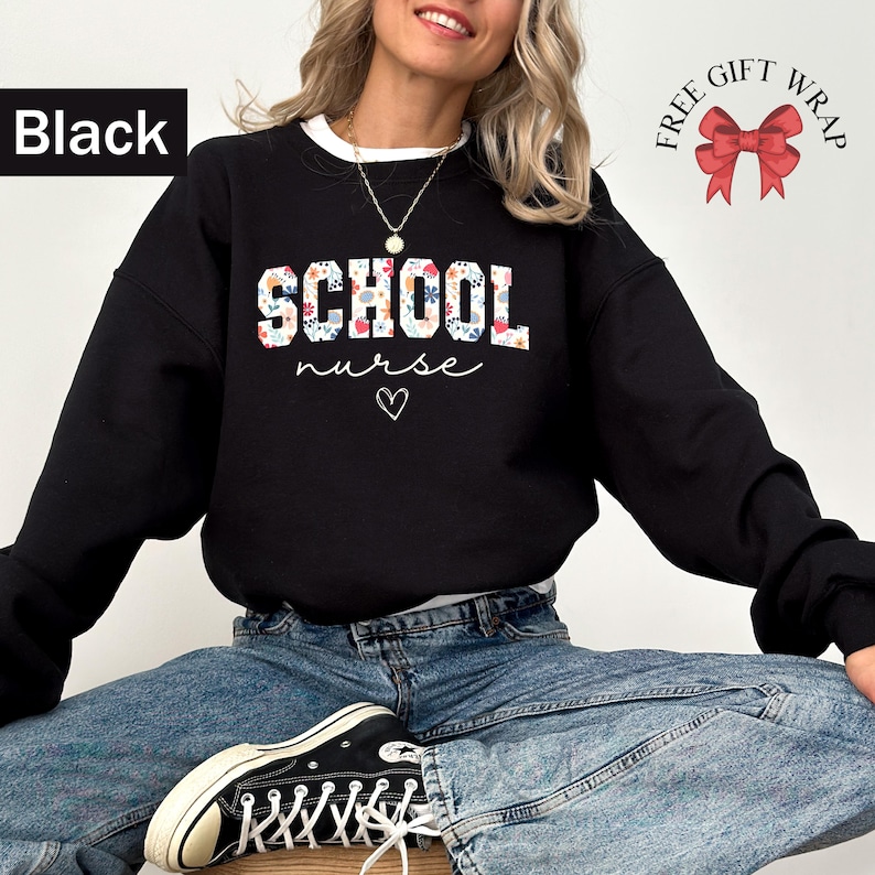 School Nurse Sweatshirt, Nurse Student Crewneck, Floral Medical Crew Shirt, Future Nurse Sweater, Gifts For Nurse, Aesthetic Nurse Clothing