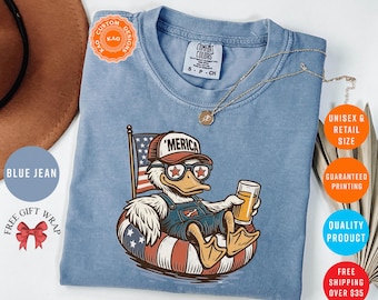 Funny Patriotic Duck T-Shirt, Comfort Colors USA Shirts, America 250th Anniversary Tee