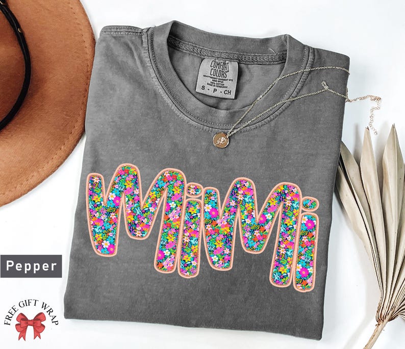 Comfort Colors Floral Mimi T-Shirt, Trending Mimi Shirt, Aesthetic Mimi Tee, Cute Mother Day Gift For Grandma, Spring Flower Mimi Clothing