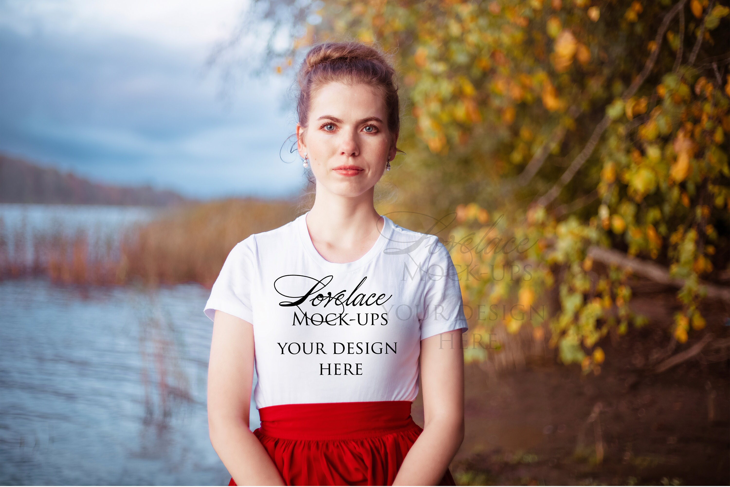 Download Bella Canvas 6004 T shirt mock-up white modeled T shit | Etsy