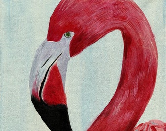 Flamingo Art Original Acrylic Painting on Canvas or Prints for Nursery Baby Toddler Room