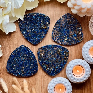 4 Coaster Set, Resin Set, Resin Coasters, Gift, Resin Art Set, Blue Gold, Gift Set, Gift Idea, Wedding Gift