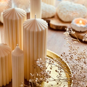 Handmade sculpture candles &quot;Straight Lines&quot;, rapeseed candles, blossom candles, flower candles, gift idea, birthday present