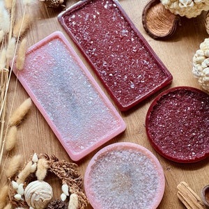 Tray set, druzy, resin tray, resin art plate, glitter tray, resin tray, epoxy tray, resin plate, birthday gift