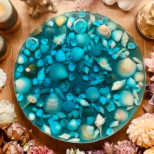 Tray, Ocean Art Tray, Shell Tray, Resin Art Tray, Epoxy Tray, Gift, Present, Birthday Gift, Mother&#39;s Day