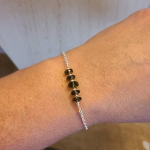 REAL Moldavite and sterling silver bracelet, authentic Moldavite jewelry, stone of transformation, sterling silver jewelry, gift, tektite
