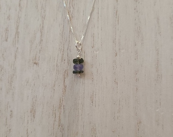 Authentic Moldavite and Tanzanite pendant, stone of transformation , Moldavite jewelry, tektite jewelry, high vibrational, synergy 12,