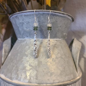 Authentic Moldavite and Libyan Desert Glass earrings. Real Moldavite, ldg, silver jewelry, moldavite jewelry, genuine moldavite, tektite