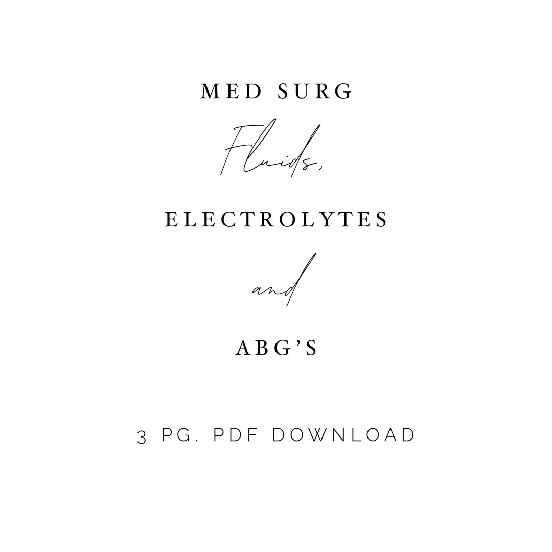 Med Surg Fluid, Electrolytes and Abg's Etsy