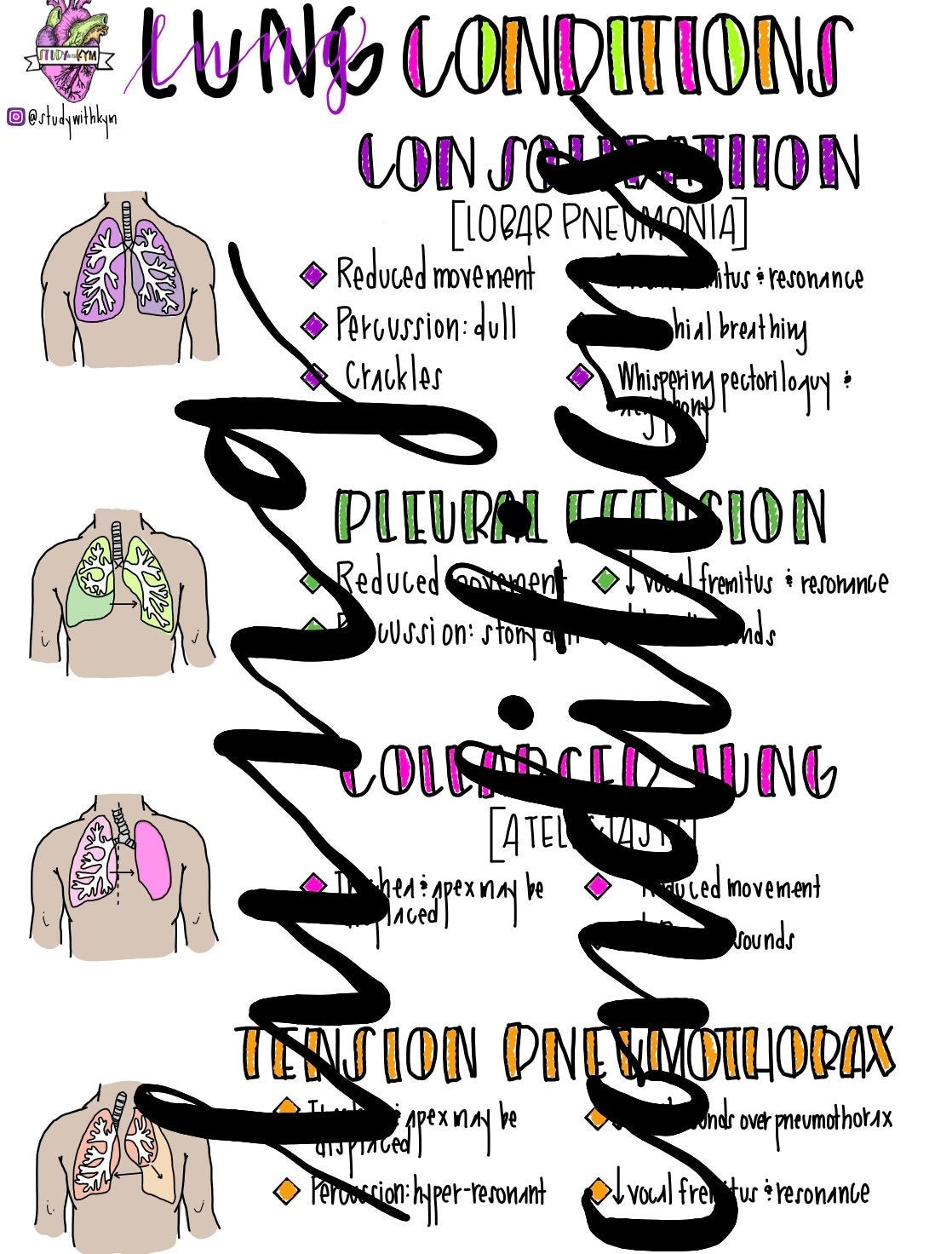 Lung Conditions Cheat Sheet Etsy