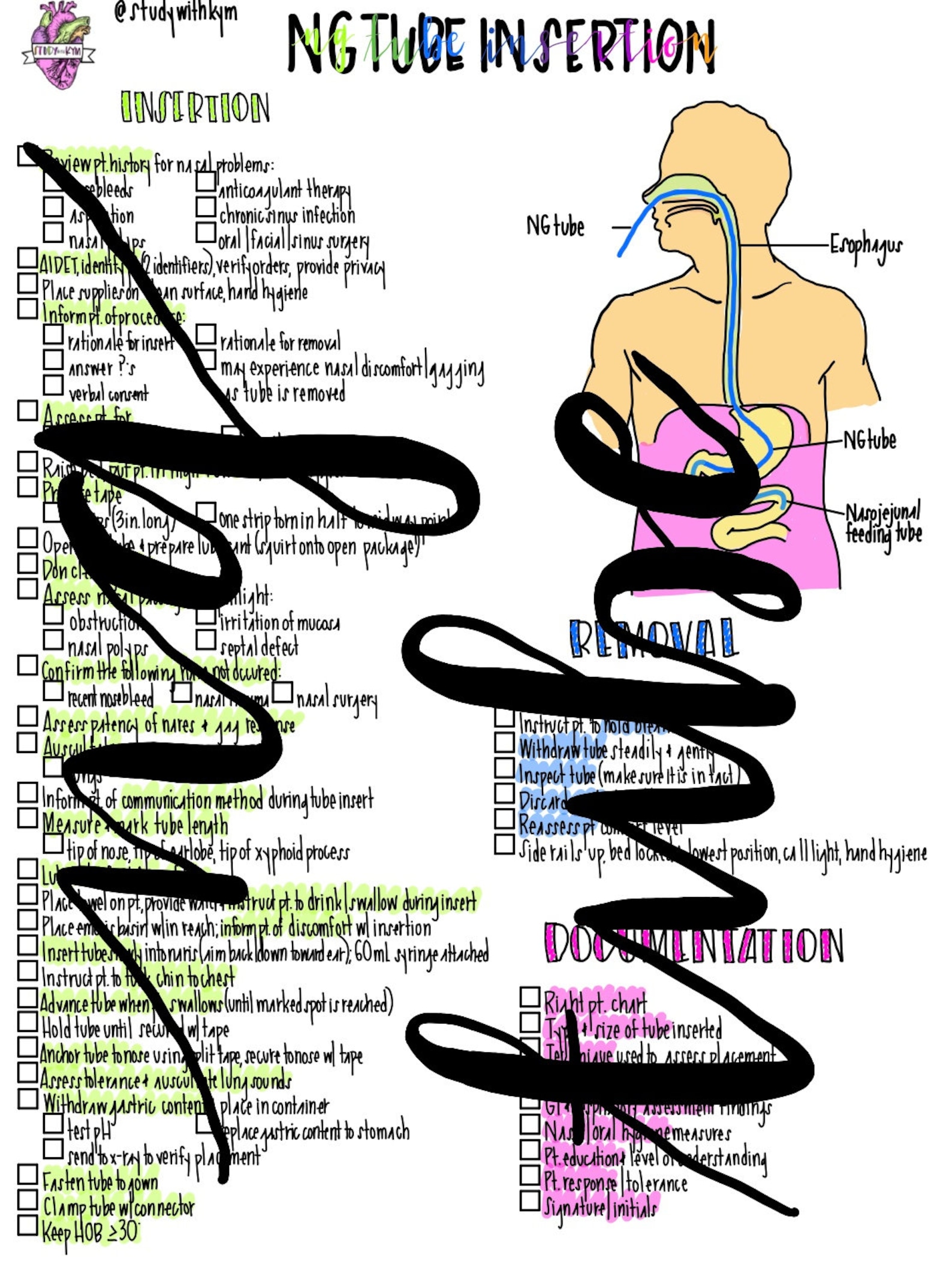 Ng Tube Practice Nasogastric (NG) Tube (skills Cheat Sheet) for Nursing Students - Etsy