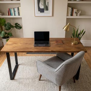 Walnut Desk / Dark Wood Desk / Solid Wood Computer Desk / Custom Writing Desk / Home Office Desk / Gaming Desk / Chunky Wood Desk