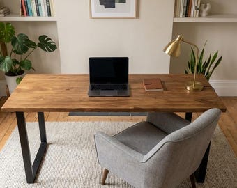 Walnut Desk / Dark Wood Desk / Solid Wood Computer Desk / Custom Writing Desk / Home Office Desk / Gaming Desk / Chunky Wood Desk