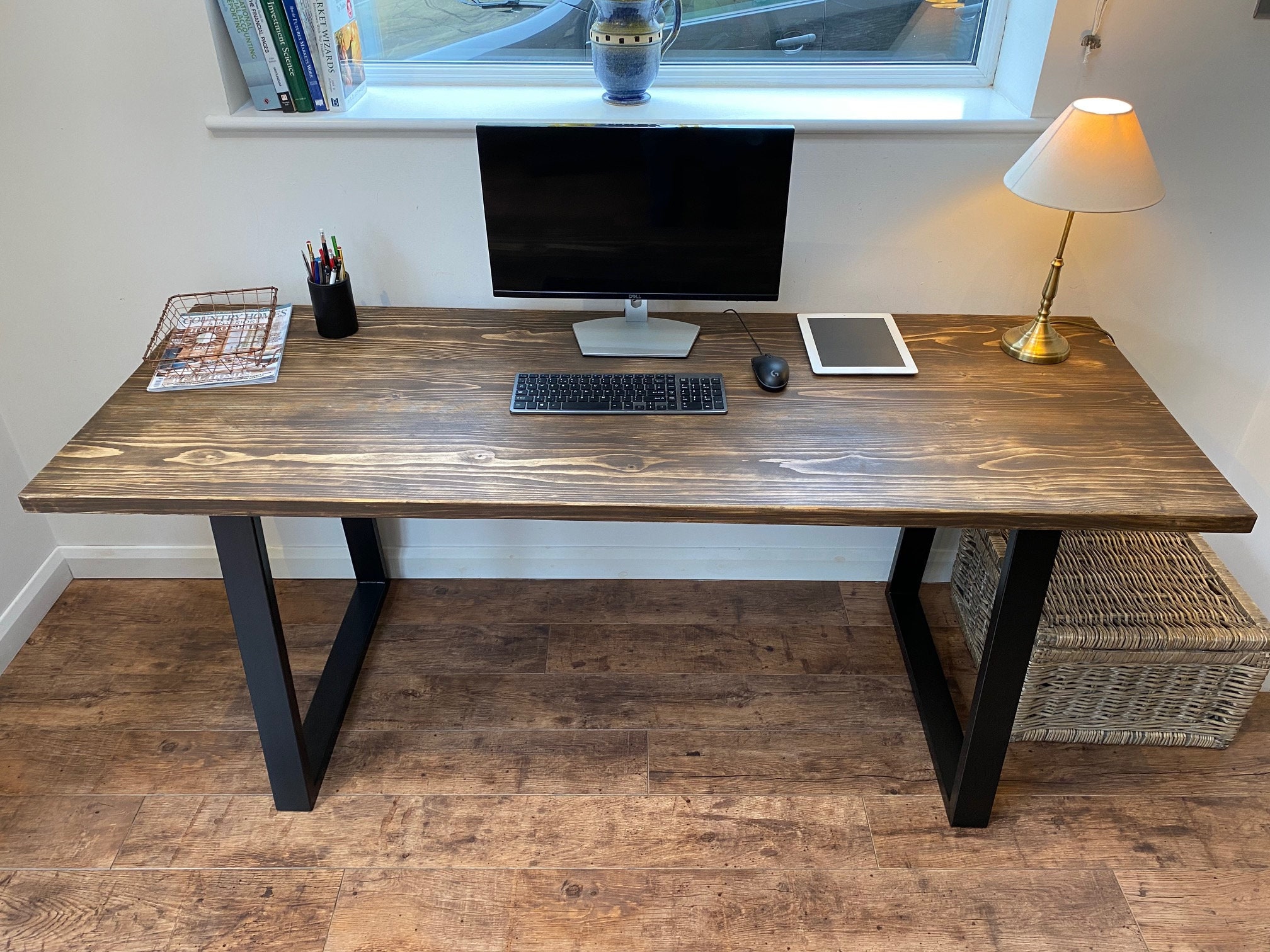 Steel and wood computer desk online