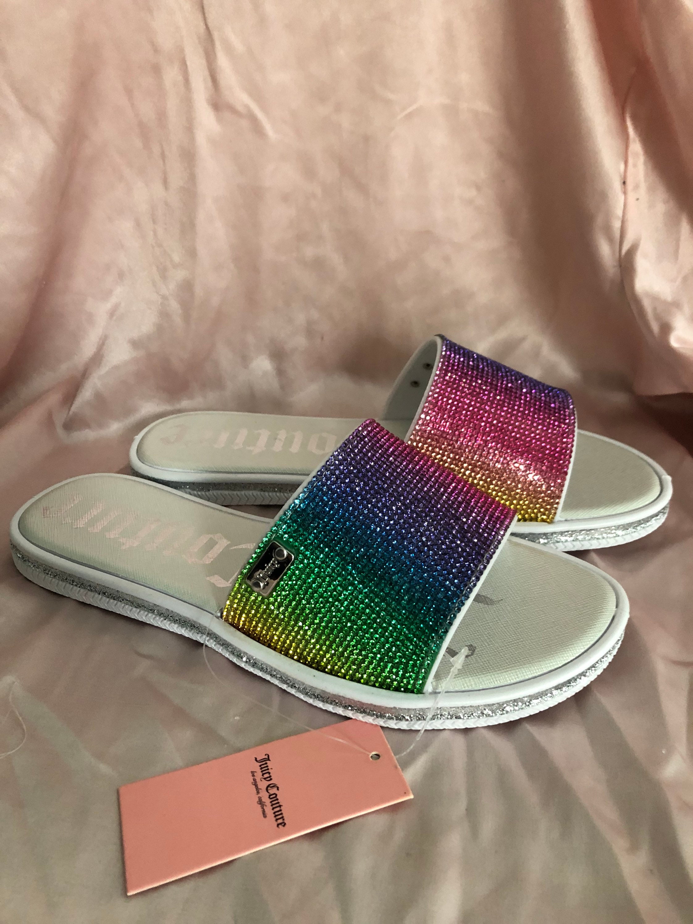 Juicy Couture Rainbow Rhinestone Slides Juicy Couture Y2K Etsy